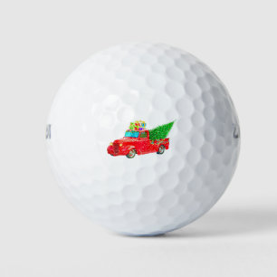 Christmas Retro Car Holiday Golf Balls