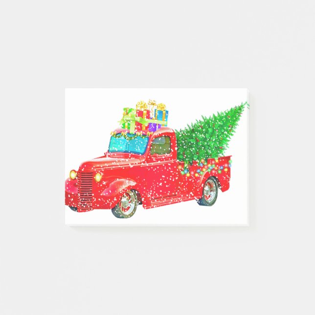 Christmas Retro Car Holiday Post-it Notes (Front)