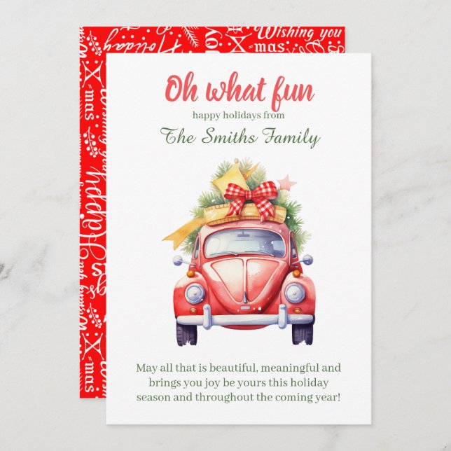 Christmas retro car postcard (Front/Back)