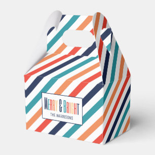 Christmas Retro Colourful Stripes Merry & Bright Favour Box