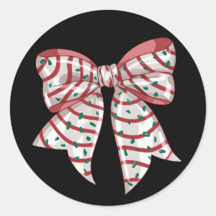 Christmas Retro Coquette Bow Xmas Candy Tree Classic Round Sticker
