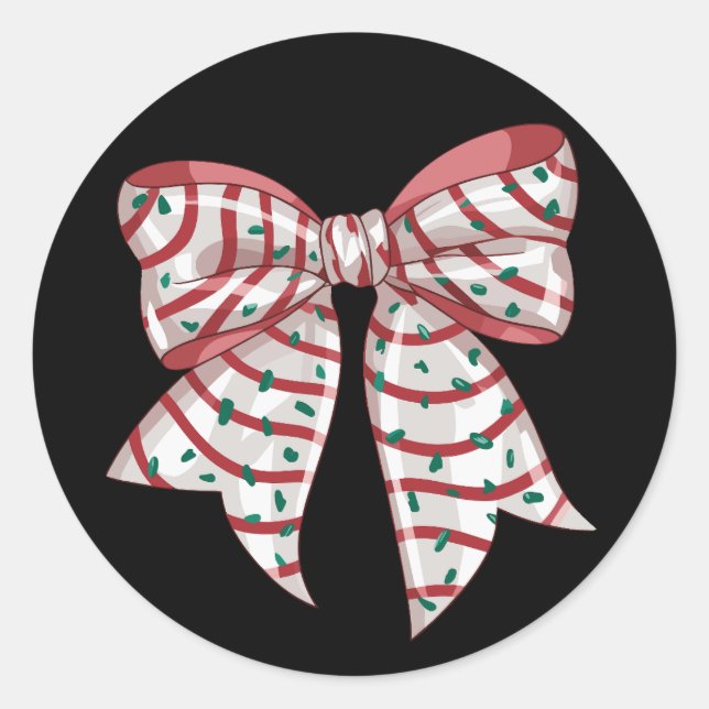 Christmas Retro Coquette Bow Xmas Candy Tree  Classic Round Sticker (Front)