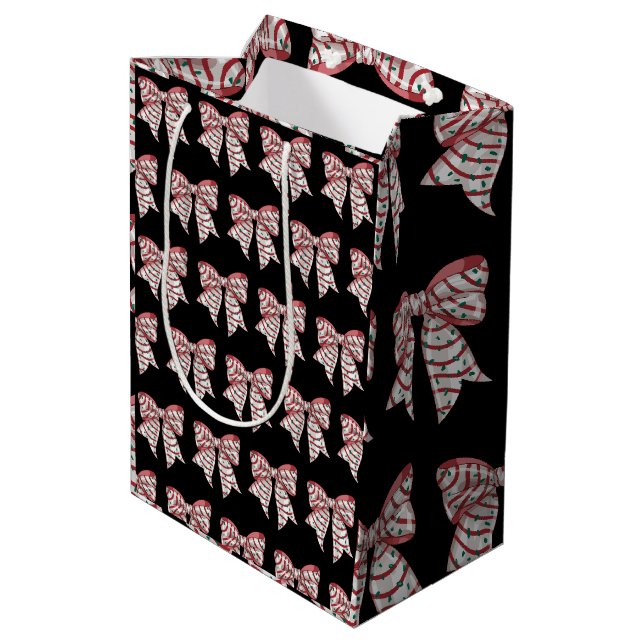Christmas Retro Coquette Bow Xmas Candy Tree  Medium Gift Bag (Back Angled)