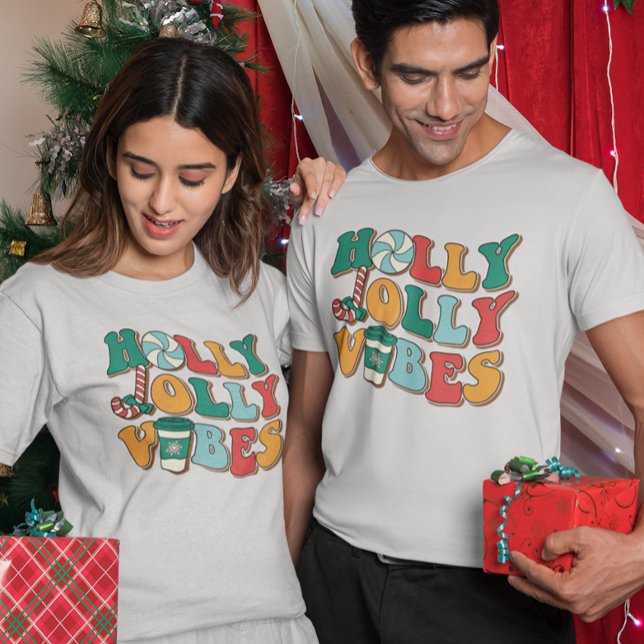  Christmas Retro Holly Jolly Vibes  T-Shirt (Creator Uploaded)
