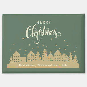 Christmas Retro Houses Real Estate Personalised Magnet