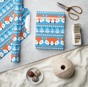 Christmas Retro Joyful Pattern Holiday Gift Wrapping Paper