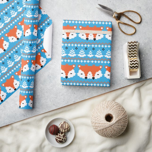 Christmas Retro Joyful Pattern Holiday Gift  Wrapping Paper (Crafts)