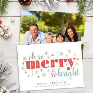 Christmas Retro Merry Bright Photo Holiday Card