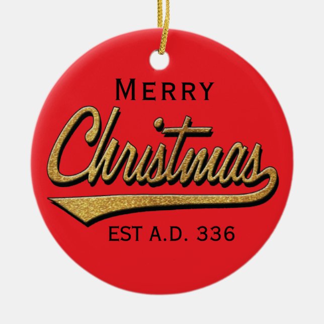 Christmas"Retro Merry Christmas"/Circle Ornament (Front)