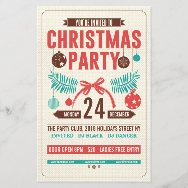 Christmas Retro Party Flyer (Front)