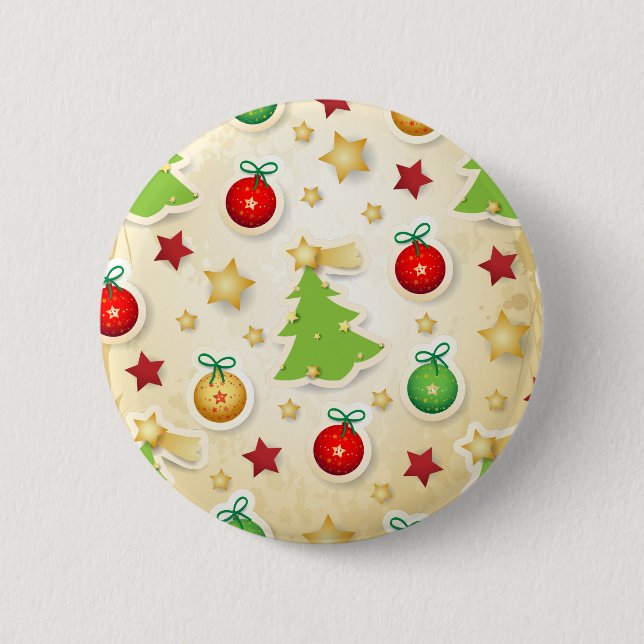 Christmas retro pattern, button (Front)