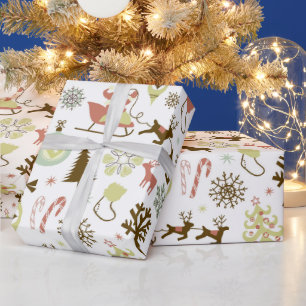 Christmas retro pattern Festive party wrap Wrapping Paper