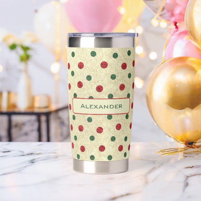Christmas Retro Red Green Dots Pattern Insulated Tumbler (Bachelor Party)