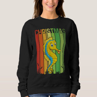 Christmas Retro Seahorse Cute Group Matching Xmas  Sweatshirt