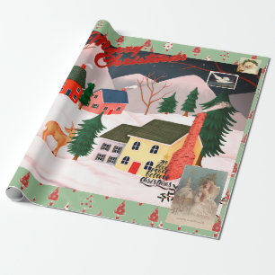 CHRISTMAS RETRO WINTER VILLAGE Wrapping Paper