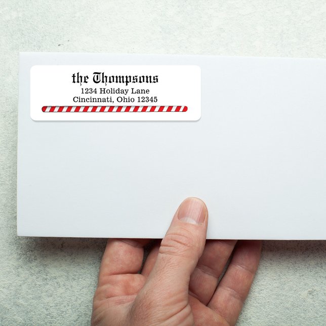 Christmas Return Address Candy Cane Stripes (Simple red and white return address label. )