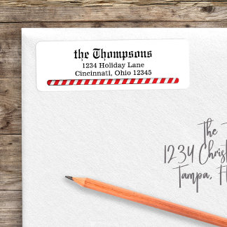 Christmas Return Address Candy Cane Stripes