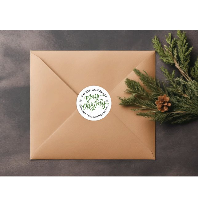Christmas Return Address Classic Round Sticker (Creator Uploaded)