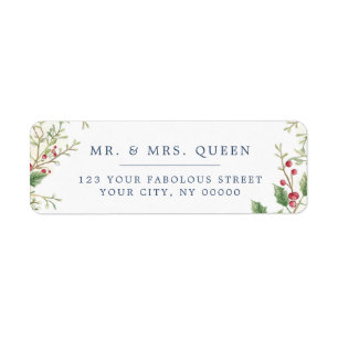 Christmas Return Address holly berries