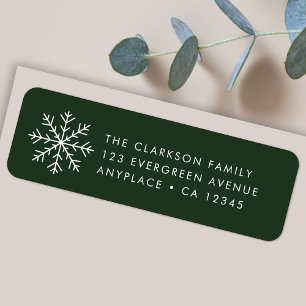 Christmas Return Address Label   Green Snowflake