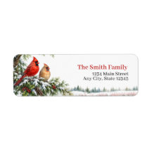 Christmas Return Address Labels | Cardinal Winter