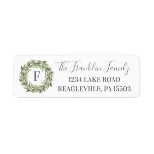 Christmas Return Address Labels, Christmas wreath