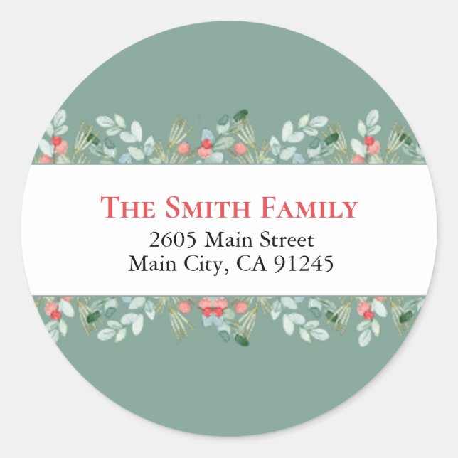 Christmas Return Address Labels Holiday Berries (Front)