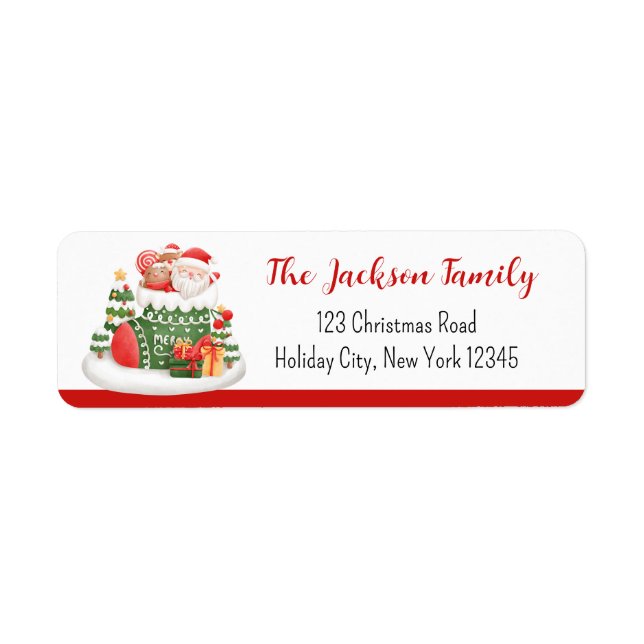 Christmas Return Address Labels Santa & Socks (Front)