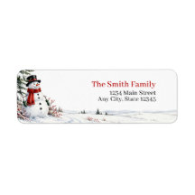 Christmas Return Address Labels | Snowman Winter