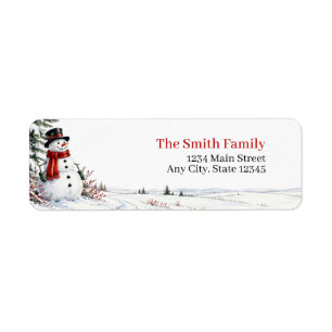 Christmas Return Address Labels   Snowman Winter