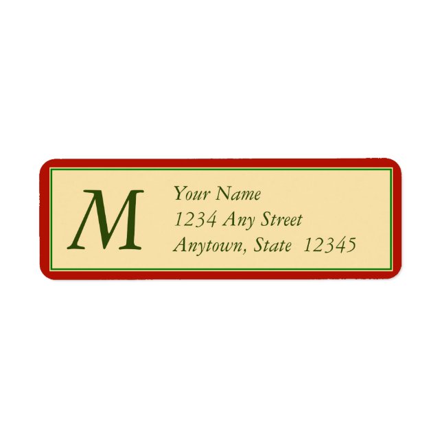 Christmas Return Address Labels w/ Monogram (Front)