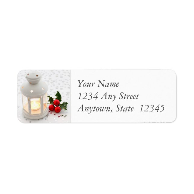 Christmas Return Address Labels with Lantern (Front)