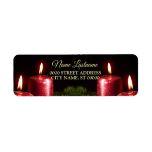 Christmas Return Address Red Candle Winter Holiday