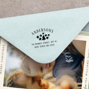 Christmas Return Address Rubber Stamp