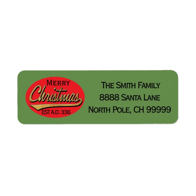 Christmas Return Labels "Retro Merry Christmas" (Front)