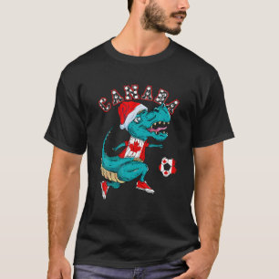 Christmas Rex Dino Canada Soccer Team Canadian Fla T-Shirt