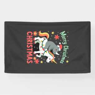 Christmas Rhino Merry Christmas Unicorn Rhino T-Sh Banner