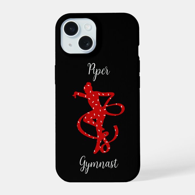Christmas Rhythmic Gymnastics Red Candy Sprinkle iPhone 15 Case (Back)
