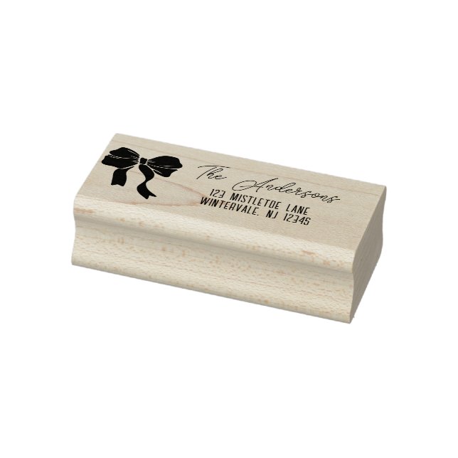 Christmas Ribbon Bow Custom Rubber Stamp (Stamp)