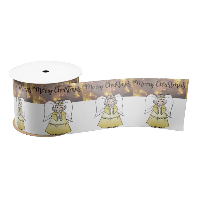 Christmas Ribbon, Christmas Angel Satin Ribbon (Spool)