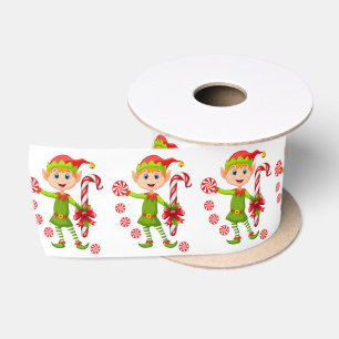 Christmas Ribbon, Merry Christmas Elf Satin Ribbon