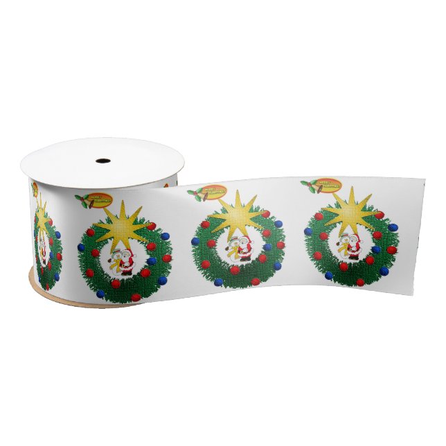 Christmas Ribbon, Santa Satin Ribbon (Spool)