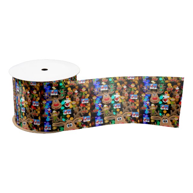 Christmas Ribbon, Snowman Satin Ribbon (Spool)