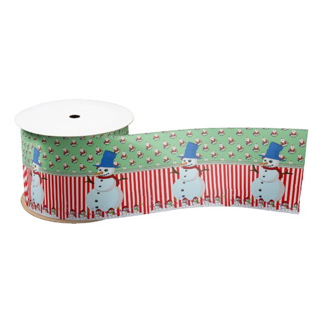 Christmas Ribbon, Snowman Satin Ribbon (Spool)
