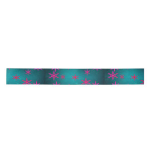 Christmas Ribbon-Teal/Hot Pink Snowflake Satin Ribbon