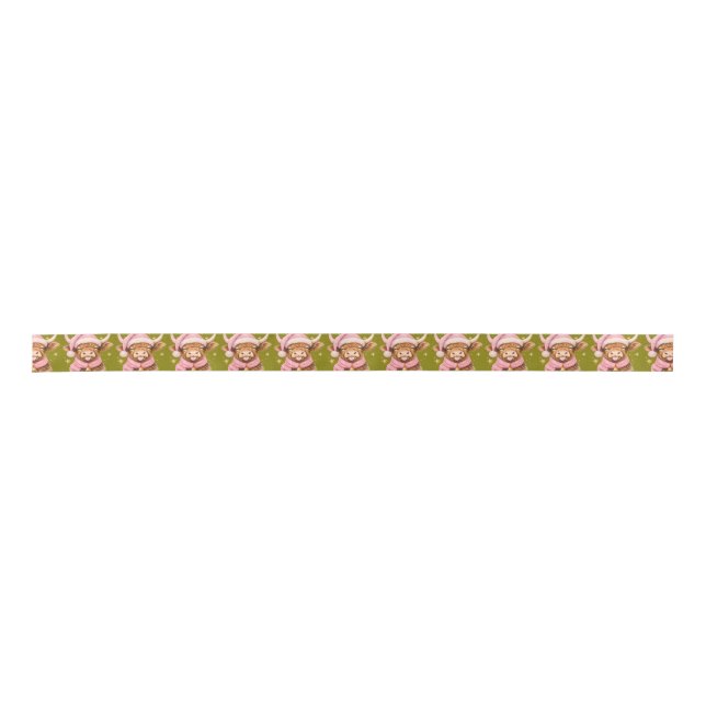 Christmas Ribbon With Cow Design Satin Ribbon (Front)