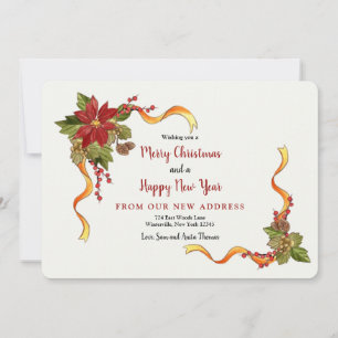 Christmas Ribbons New Address Holiday Card