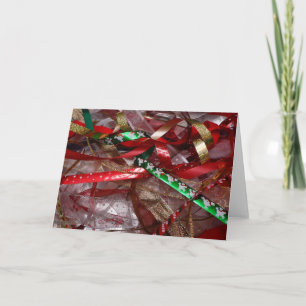 Christmas Ribbons Red Green and Gold Holiday Card