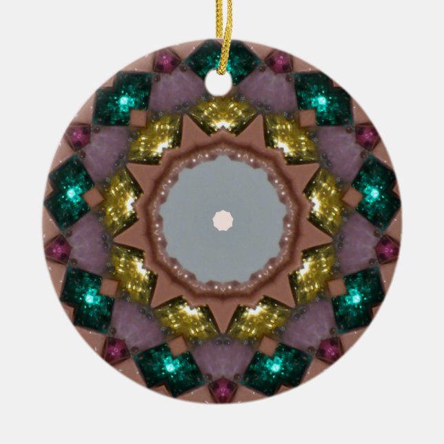 Christmas Riches Fractal Ceramic Ornament (Front)