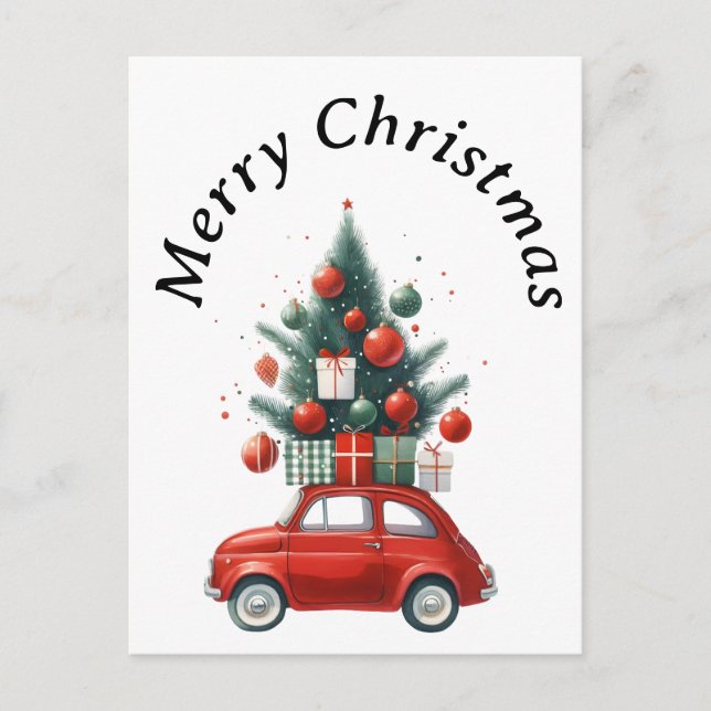 Christmas ride with presents holiday postcard (Front)